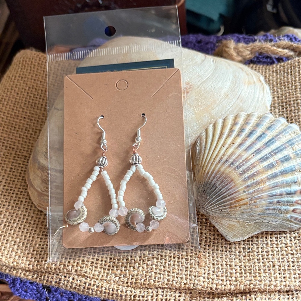 Elegant White Beaded Earrings